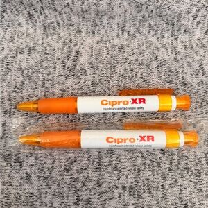 Lot of 2 CIPRO XR Pharmaceutical Drug Rep Pen RARE Advertising Collectible READ